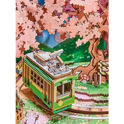 ROBOTIME 旅する桜電車【AMT02】Rolife 3Dウッドパズル ミュージック