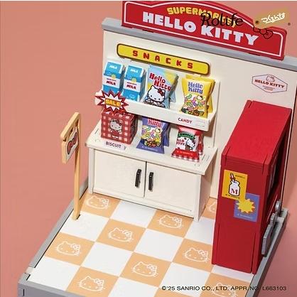 【6,000円以上で送料無料対象商品】ROBOTIME（つくるんです）ハローキティのスーパー【DA001】Rolife　DIYミニチュアハウス（組立キット）【サンリオ】 |  | 04