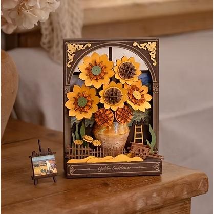 【6,000円以上で送料無料対象商品】ROBOTIME　Golden Sunflower【TH002】ROWOOD　ウッドパズル（組立キット）（英語版製品） |  | 01