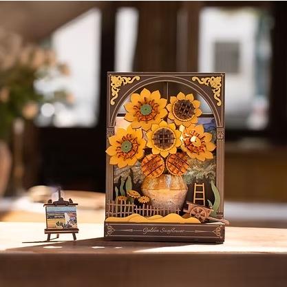 【6,000円以上で送料無料対象商品】ROBOTIME　Golden Sunflower【TH002】ROWOOD　ウッドパズル（組立キット）（英語版製品） |  | 02