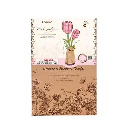 【追跡可能メール便なら送料230円】【6,000円以上で送料無料対象商品】ROBOTIME　Pink Tulip【TW082】3Dウッドパズル（英語版製品） |  | 03