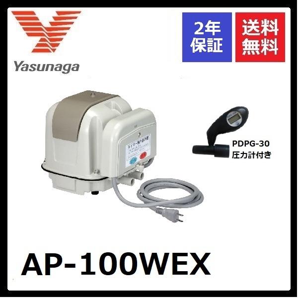 AP-100WEX　安永エアーポンプ　2口　タイマー付きブロワ　圧力計付き