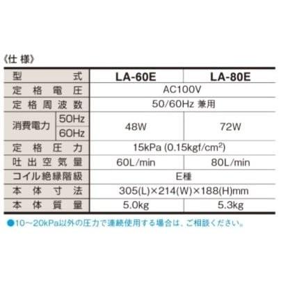 超ロング3年保証  日東工器 エアーポンプ LA-80E 浄化槽 LA-80B LA-80A LA-80の後継機種 静音 省エネ 浄化槽の画像