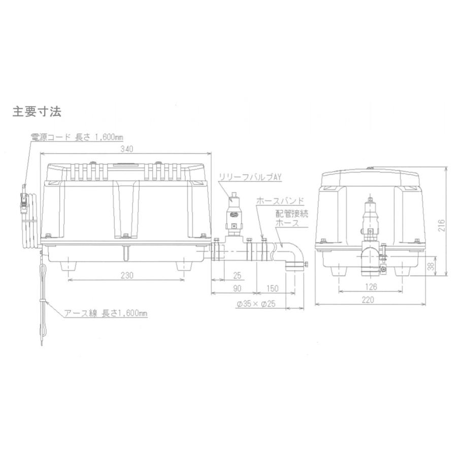 LW-250N 安永エアーポンプ 圧力計付き 2年保証の画像