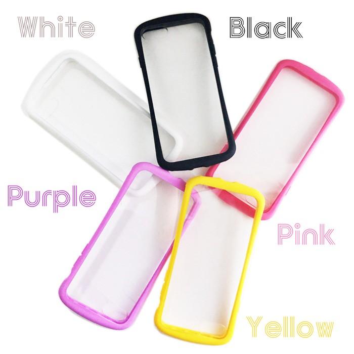 iPhoneSE第2世代 ケース 耐衝撃 カラフル フレーム 光沢 クリア 透明 バックカバー ホワイト ブラック パープル ピンク イエロー | air-J | 06