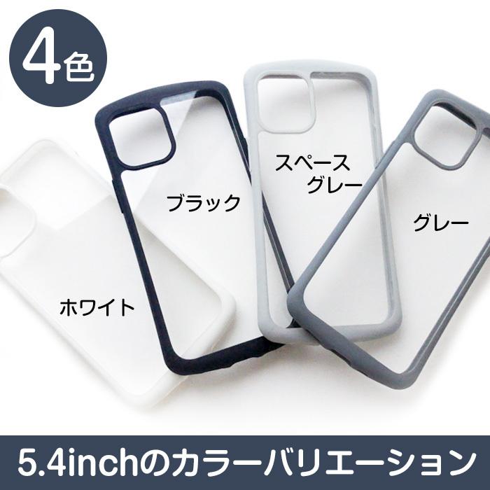 iPhone12mini ケース iPhone12 iPhone12Pro 耐衝撃 カラフルフレーム クリア 背面ケース ブラック | air-J | 07