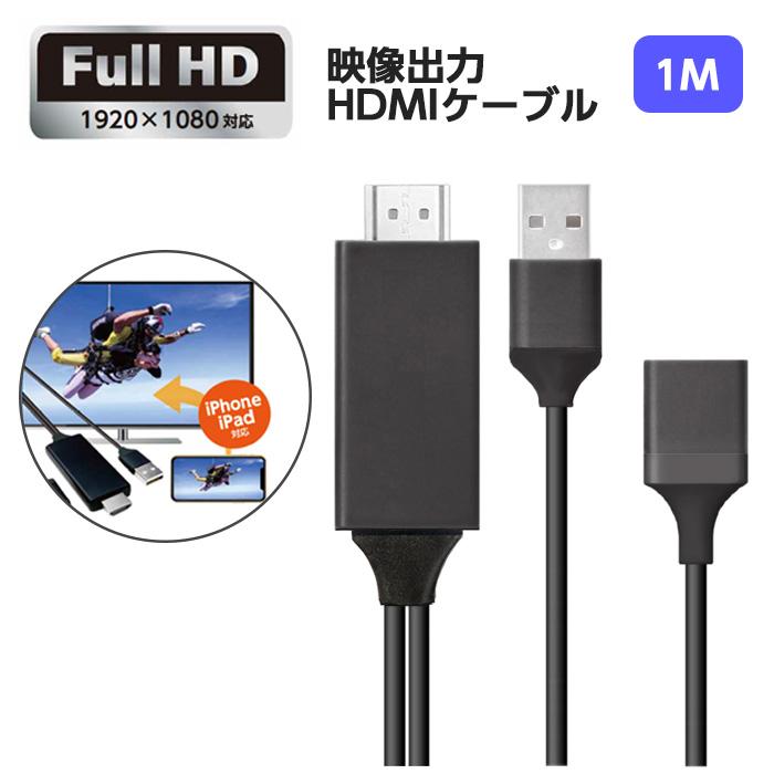 映像出力HDMIケーブル iPhoneの画面をTVで楽しむHDMIケーブル 1m 複雑