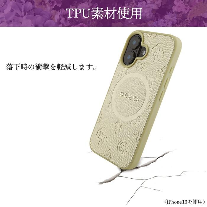 iPhone16 ケース ブランド GUESS かわいい おしゃれ Magsafe レザー