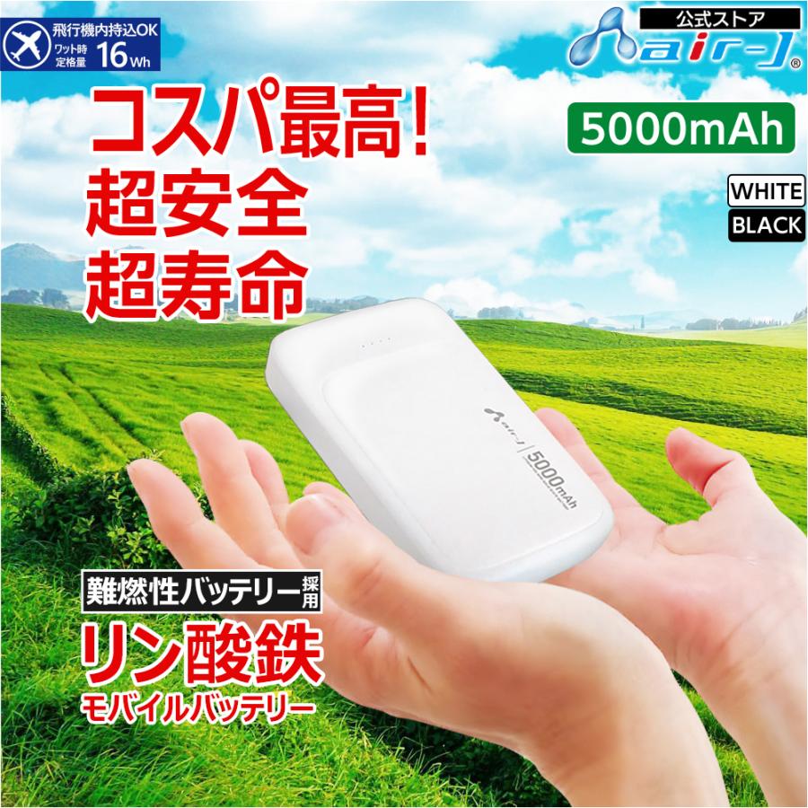 モバイルバッテリー 5000mAh リン酸鉄 LiFePO4 長持ち 1000回 充放電 2