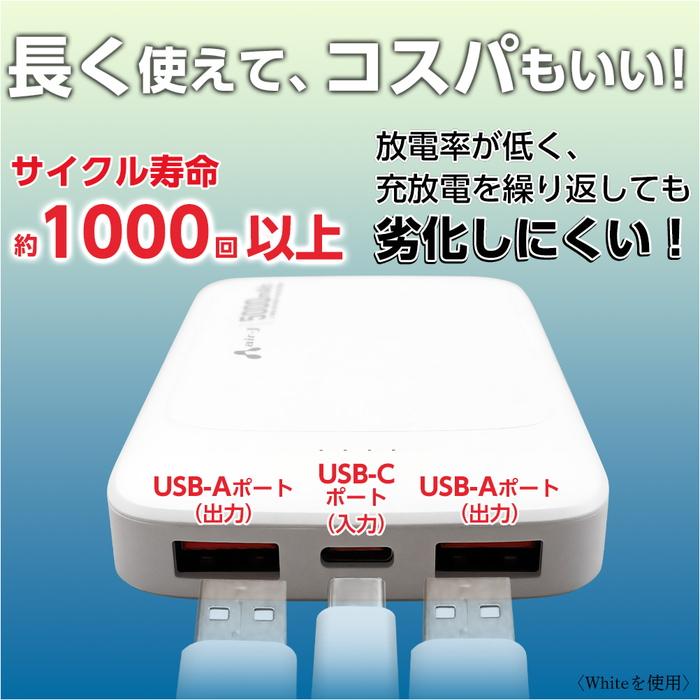 モバイルバッテリー 5000mAh リン酸鉄 LiFePO4 長持ち 1000回 充放電 2