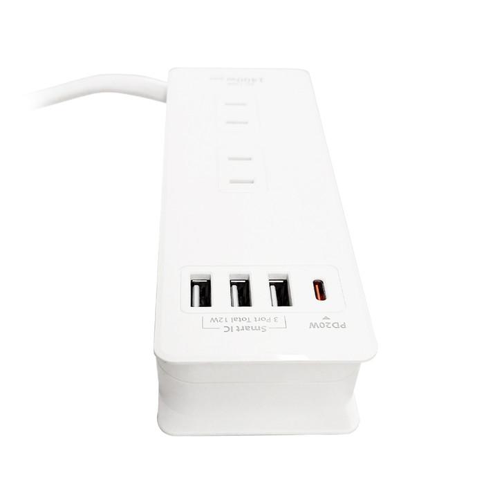 電源タップ usb type-c 固定 壁 壁掛け デスク USB-C タイプC タイプA type-a コンセント PD L型プラグ AC電源タップ 1.5m ホワイト｜airs｜14