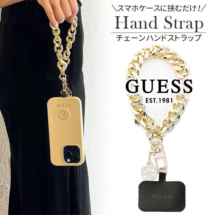 スマホ ストラップ 手首 GUESS チェーン チャーム付き ストラップ