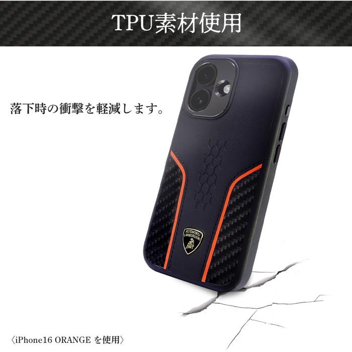 iPhone 16 ケース ランボルギーニ 背面ケース 耐衝撃 ブラック