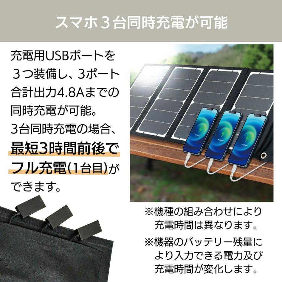 モバイルバッテリー ソーラー充電器 スマホ充電 ポータブル充電器 太陽光充電器 充電器 スマホ充電器 USB iPhone スマホ タブレット 24W 災害 防災 避難｜airs｜11