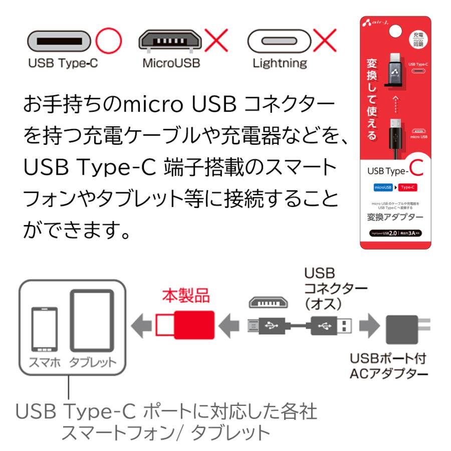 変換アダプタ USB Type-C 充電 同期 タイプC 変換 アダプタ 両面挿せる 高耐久 アルミ製 高出力 microUSB マイクロUSB 変換アダプター | air-J | 04