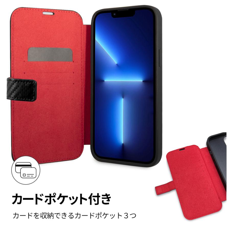 iPhone 14 ケース 手帳型ケース フェラーリ iPhone13 14Plus 14Pro 14ProMax カード収納 ポケット カーボン アイフォン iPhoneケース Ferrari 公式ライセンス品 | Ferrari | 06