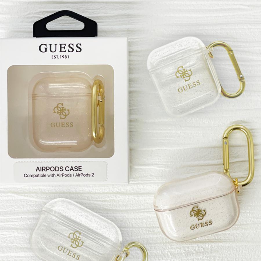 Airpods Pro ケース 第2世代 第1世代 GUESS カバー エアポッズ クリア エアポッド ゴールド キラキラ ラメ グリッター フック付 ゲス 公式ライセンス品 |  | 03