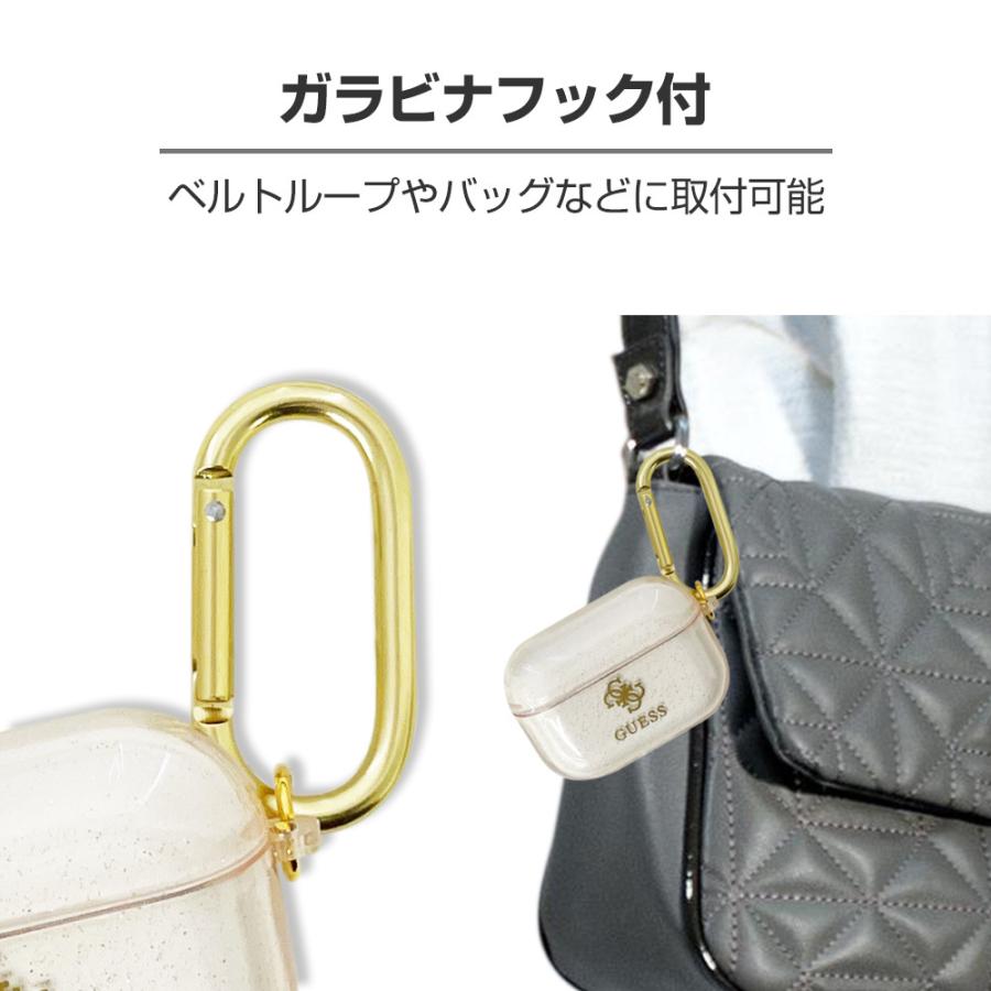 Airpods Pro ケース 第2世代 第1世代 GUESS カバー エアポッズ クリア エアポッド ゴールド キラキラ ラメ グリッター フック付 ゲス 公式ライセンス品 |  | 05