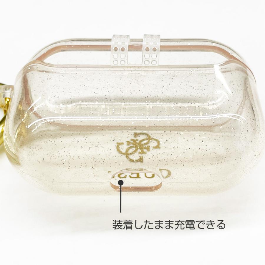 Airpods Pro ケース 第2世代 第1世代 GUESS カバー エアポッズ クリア エアポッド ゴールド キラキラ ラメ グリッター フック付 ゲス 公式ライセンス品 |  | 06