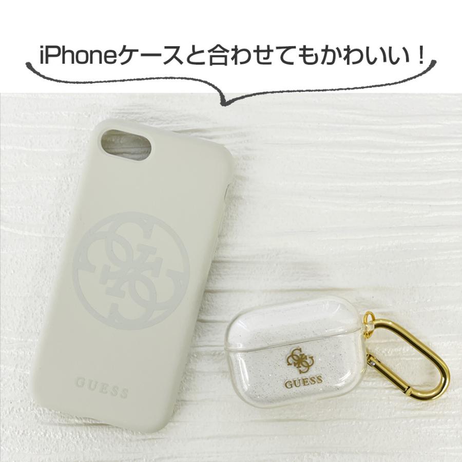 Airpods Pro ケース 第2世代 第1世代 GUESS カバー エアポッズ クリア エアポッド ゴールド キラキラ ラメ グリッター フック付 ゲス 公式ライセンス品 |  | 10