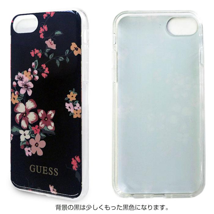 iPhoneSE第2世代 ケース GUESS iPhone8 iPhone7 フラワー柄 背面ケース