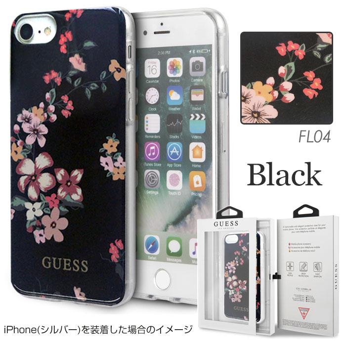 iPhoneSE第2世代 ケース GUESS iPhone8 iPhone7 フラワー柄 背面ケース