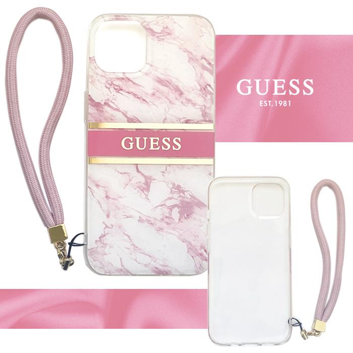 iPhone 13 ケース 大理石柄 GUESS iPhone13Pro ストラップ付 マーブル
