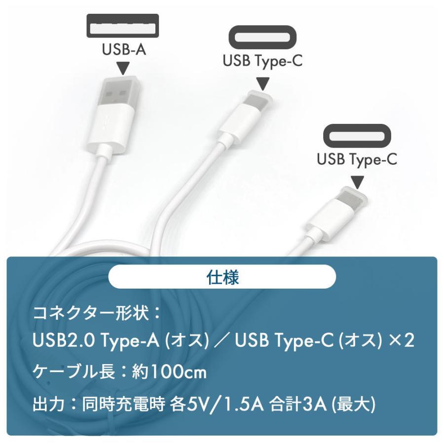 air-J（エアージェイ） 充電ケーブル 1m 2台同時充電 タイプC Type-C