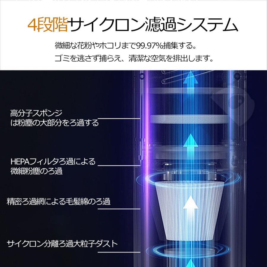 掃除機 コードレス サイクロン 強力 自立式 コード式 30000pa 強力吸引 軽量 静音 小型 スティック型 ハンディー クリーナー コンパクト 家庭用 省エネ 一人暮｜airtoneshop｜07