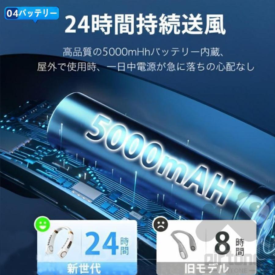 首掛け扇風機 携帯扇風機 羽なし 軽量 扇風機 小型 クーラー 冷風機 首かけ 首掛け 静音５段階風量 冷感 大風量 冷却プレート  卓上扇風機  ハンディ扇風機 2024｜airtoneshop｜12