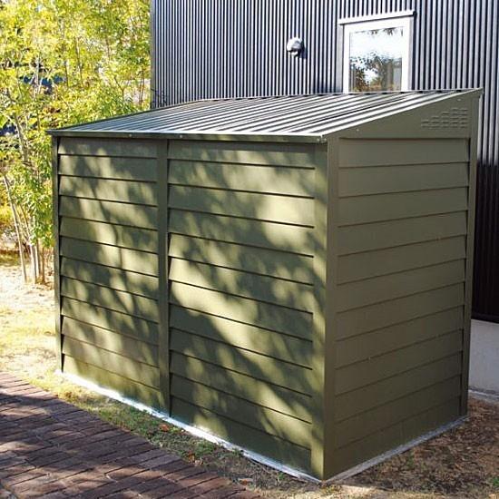 メタルシェッドTM2 ペントルーフ オリーブグリーン 幅137×奥行