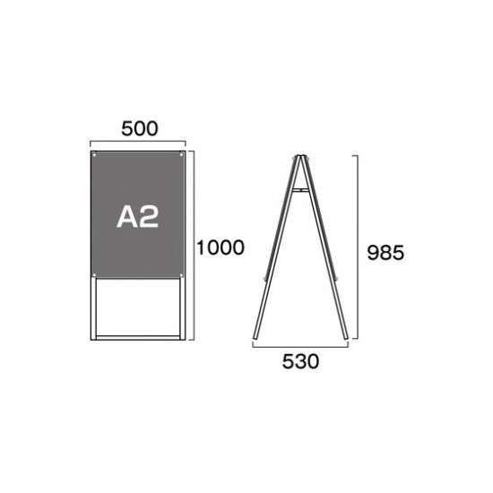 人気の中古品 ポスター用スタンド看板マグネジ A2両面ホワイト PSSKMN-A2RW W500×D530×H985mm 両面 2面 ポスタースタンド 屋外対応(ポスターには耐水加工必要) 常磐精工