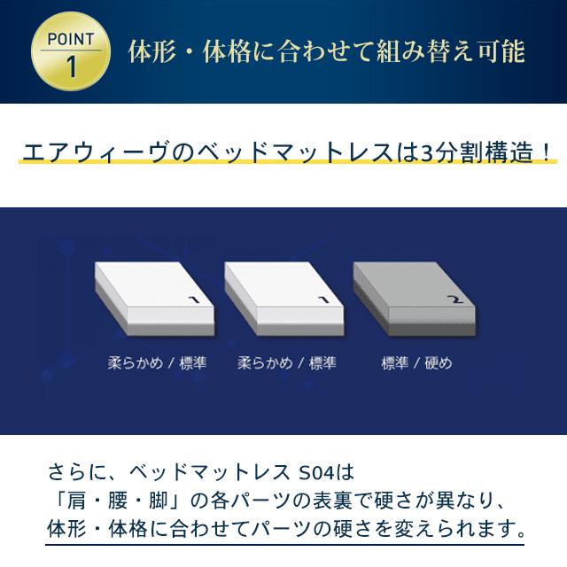 恭ちゃんさま専用　エアウィーブ　ダブル　S04 2024.02購入 エアウィーヴ ベッドマットレス S04 マットレス セミダブル 3