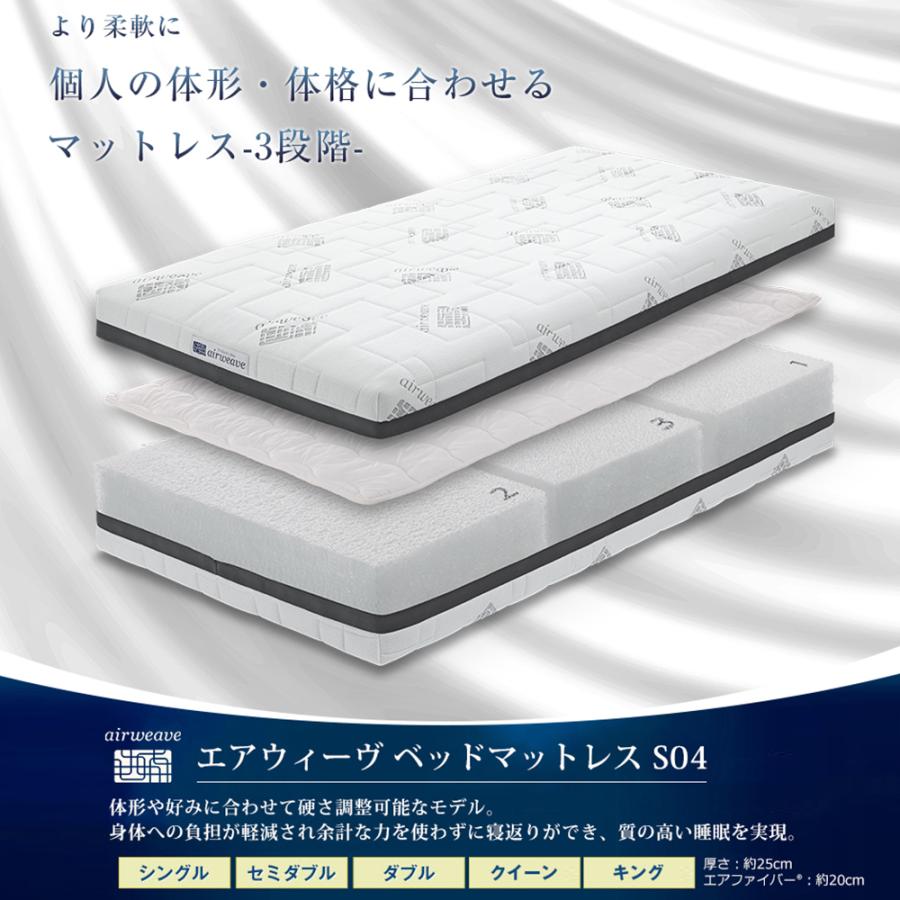 エアウィーヴ ベッドマットレス S04 マットレス キング 3分割 高