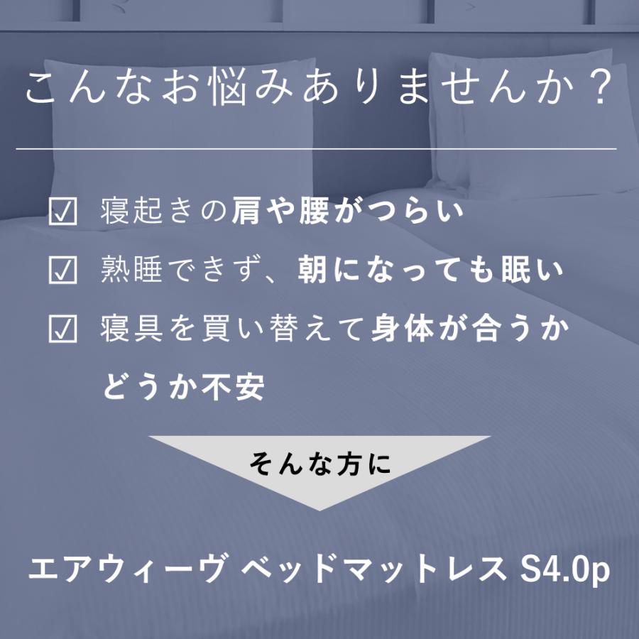 エアウィーヴ ベッドマットレスS4.0p セミダブル お客様組立 マットレス 3分割 高反発 腰痛 硬め 厚さ22cm 着脱式カバー 洗える カスタマイズ 30日お試しの画像