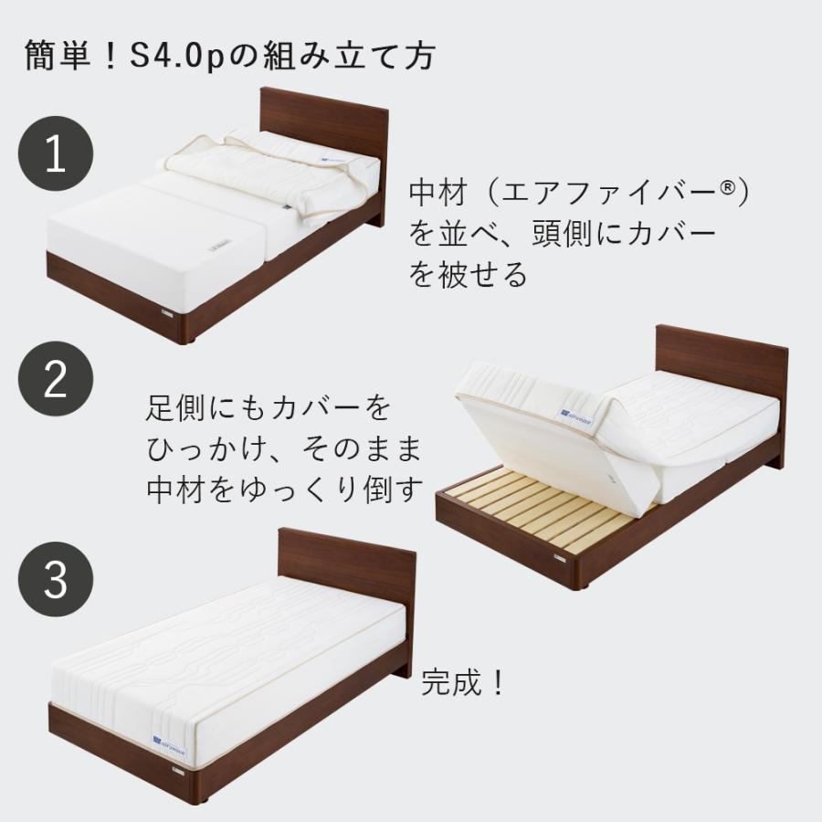 エアウィーヴ ベッドマットレスS4.0p セミダブル お客様組立 マットレス 3分割 高反発 腰痛 硬め 厚さ22cm 着脱式カバー 洗える カスタマイズ 30日お試しの画像
