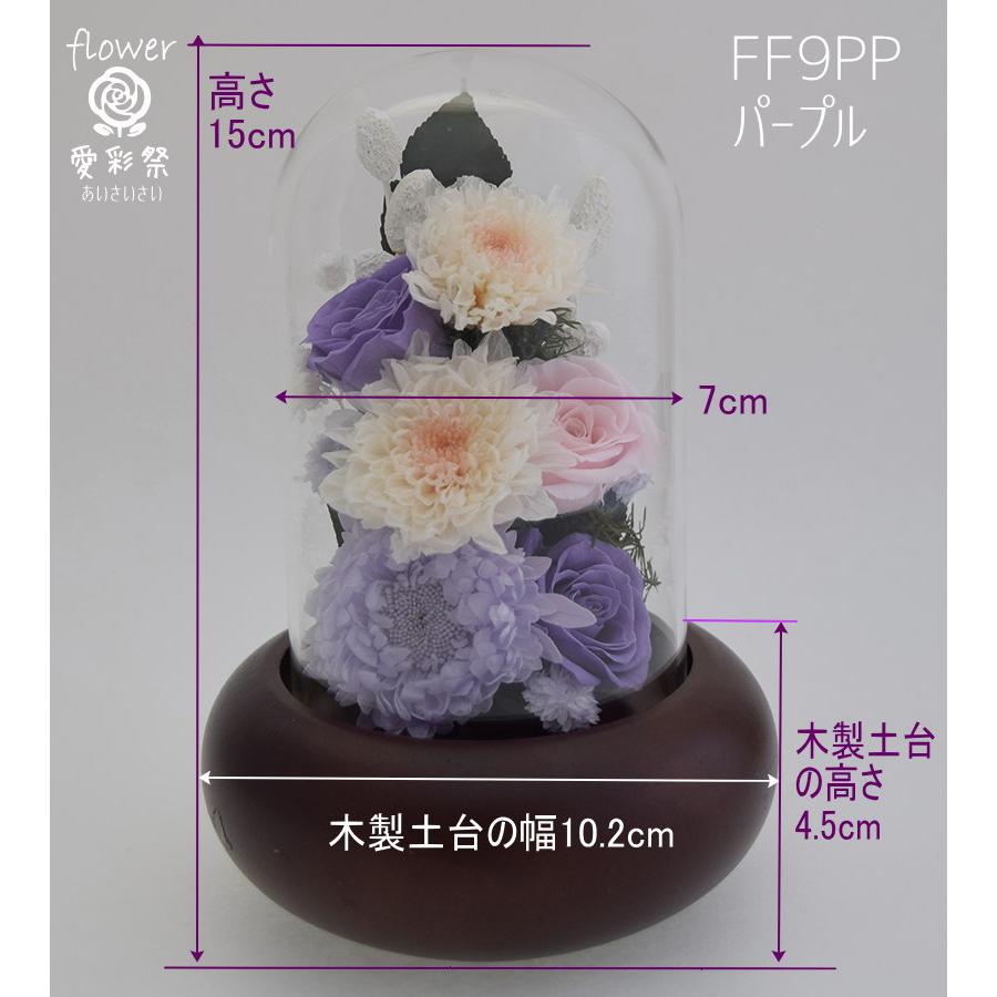 プリザーブドフラワー 仏花 ガラスドーム花器 紫 ピンク アスター