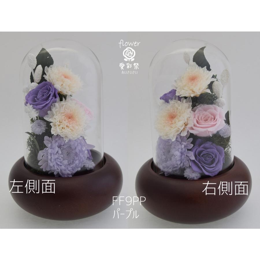 プリザーブドフラワー 仏花 ガラスドーム花器 紫 ピンク アスター