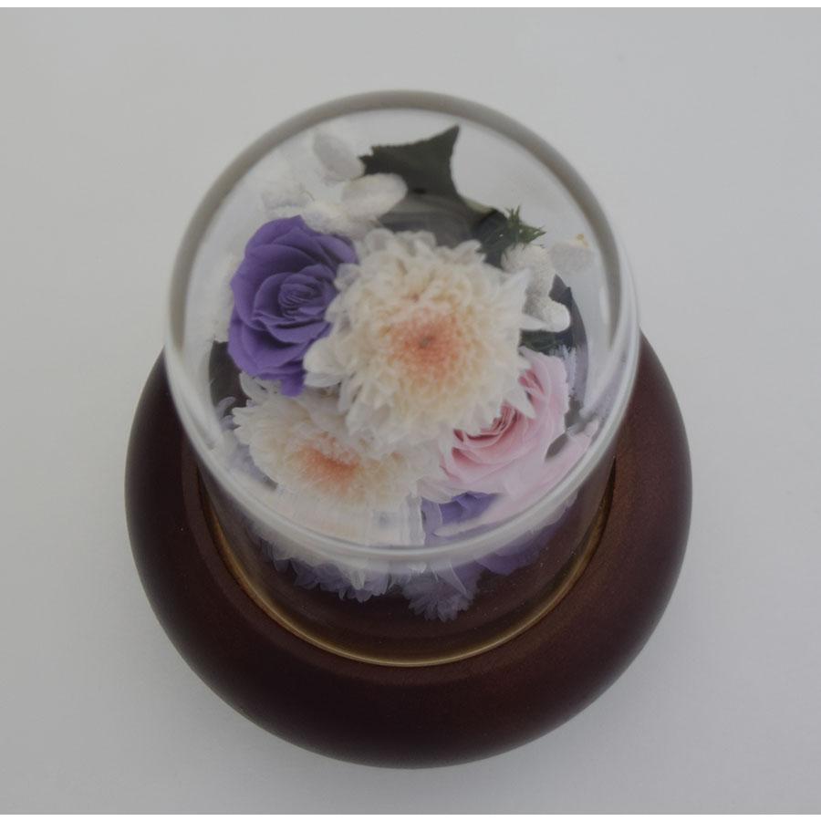 プリザーブドフラワー 仏花 ガラスドーム花器 紫 ピンク アスター