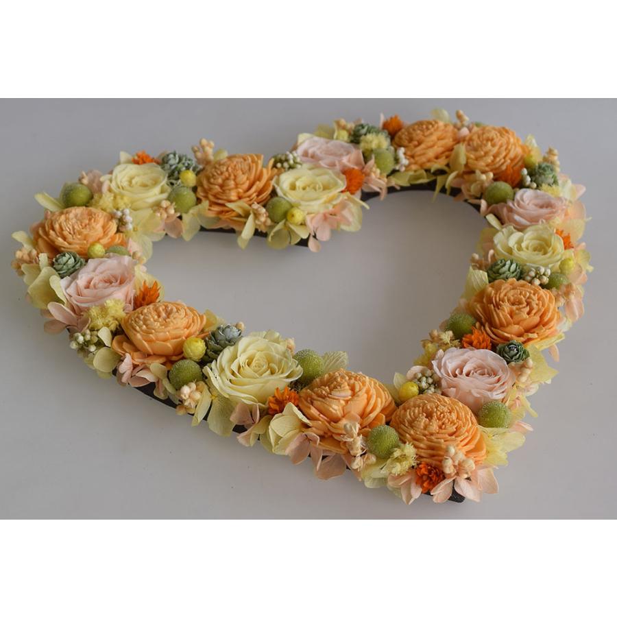 プリザーブドフラワー バラ ハートリース ビタミンカラー オレンジ