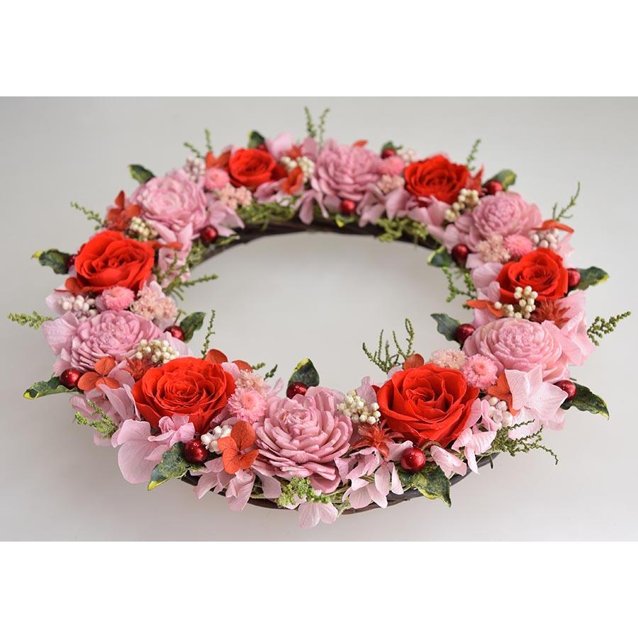 赤いバラ プリザーブドフラワーリース 還暦のお祝い ギフト プレゼント