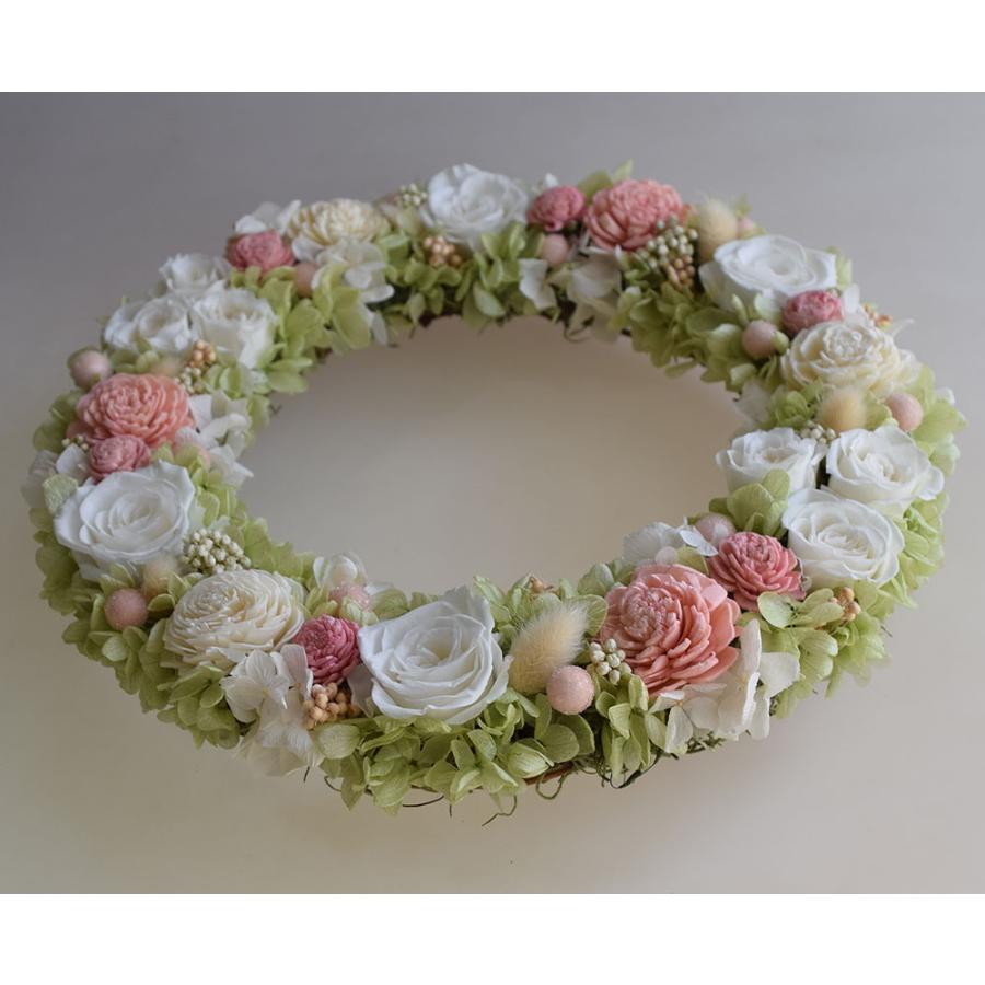 白いバラとピンクのソーラーフラワー 淡いグリーンのアジサイのプリザーブドフラワーリース ギフト プレゼント 誕生日 K25df 愛彩祭 フラワーリースのお店 通販 Yahoo ショッピング