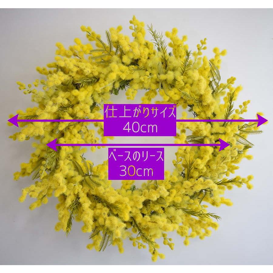 ミモザのリース 造花 40cm 大きいサイズ : 愛彩祭-フラワーリースのお