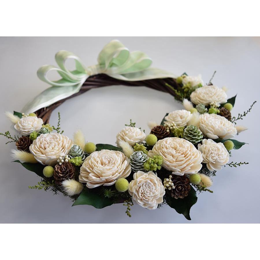 ＊Natural＊針葉樹のグリーンとホワイトリース☆ドライフラワーリース Natural＊針葉樹のグリーンとホワイトリース☆ドライフラワー