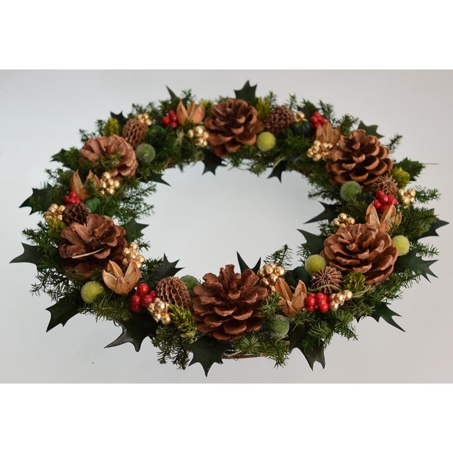 クリスマスリース ヒイラギの葉 スギの葉 木の実や赤い実 葉は