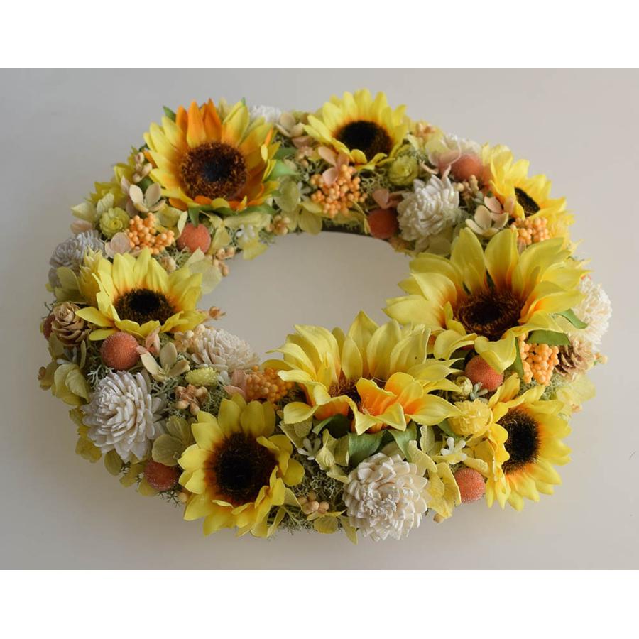 ひまわりのフラワーリース シルクフラワードライフラワー プリザーブドフラワー ギフト プレゼント 誕生日 Rl 愛彩祭 フラワーリースのお店 通販 Yahoo ショッピング