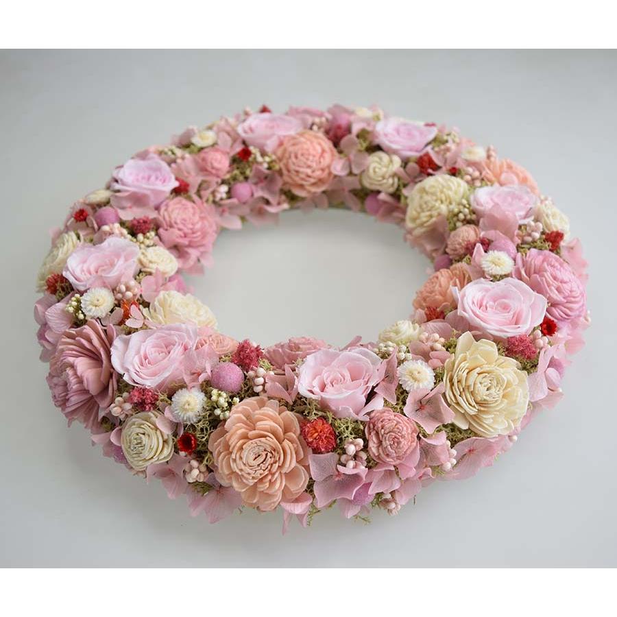 ピンクのバラに ピンク・白のソーラーフラワー 優しいピンクの