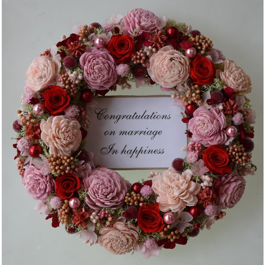 ウェルカムリース プリザーブドフラワー 赤いバラ 結婚式 ウエディング ギフト プレゼント 結婚祝い W1 a 愛彩祭 フラワーリースのお店 通販 Yahoo ショッピング
