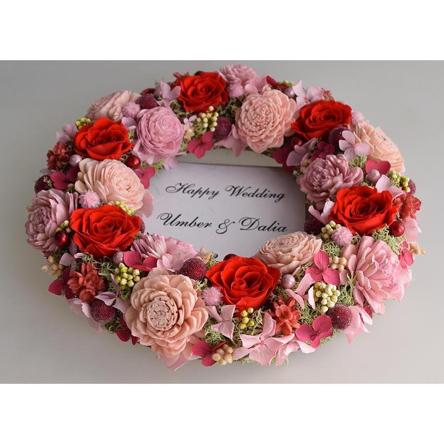 ウェルカムリース プリザーブドフラワー 赤いバラ 結婚式 ウエディング