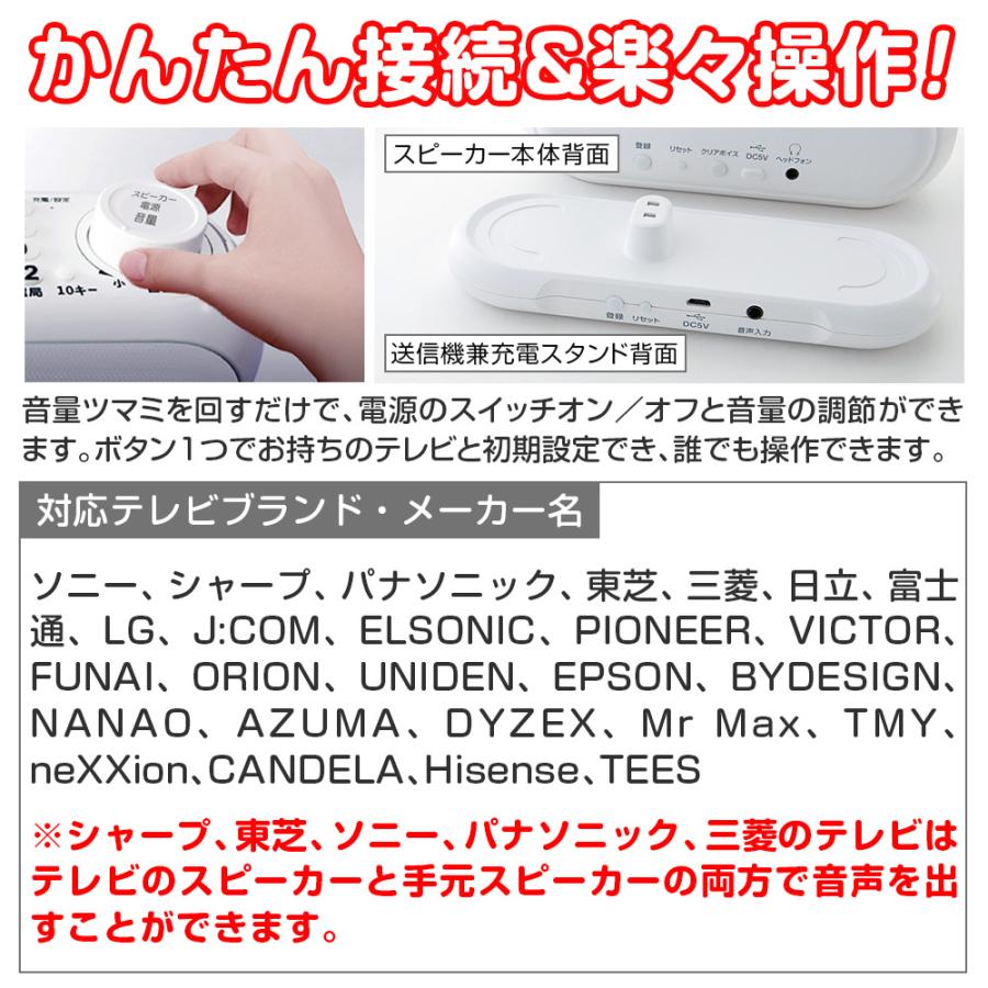 リモコン付き手元TVスピーカー ワイヤレス 充電式 最新型 クリアボイス